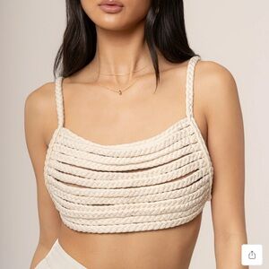 JLUX LABEL Cream Braided Crop Top